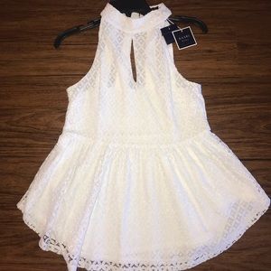 White peplum lace top